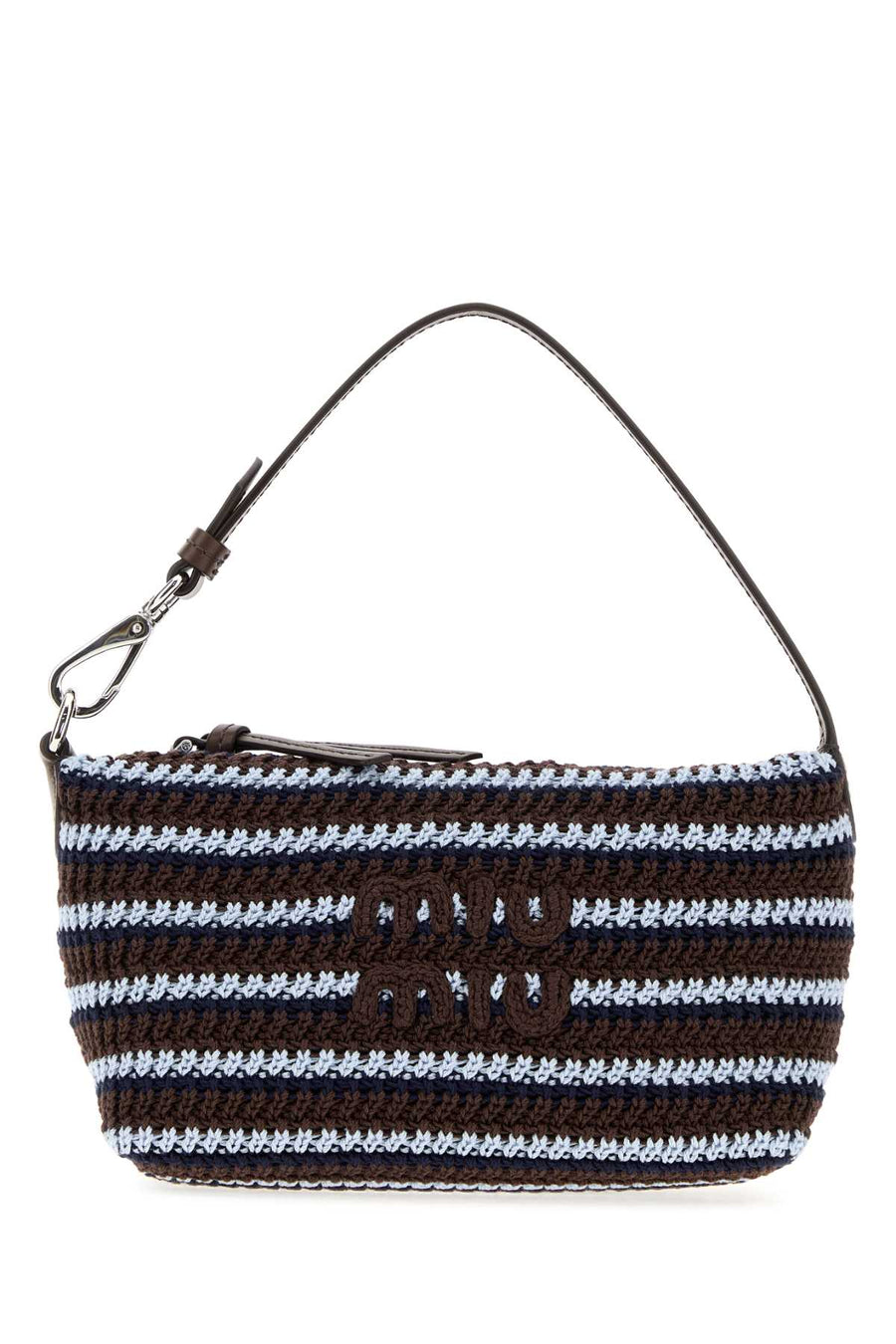 Miu Miu Embroidered Crochet Shoulder Bag — Brown
