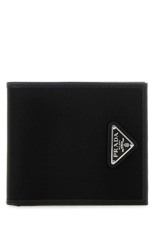 Prada Compact Bi-Fold Nylon And Leather Wallet — Black Poliammidericiclata-vitello
