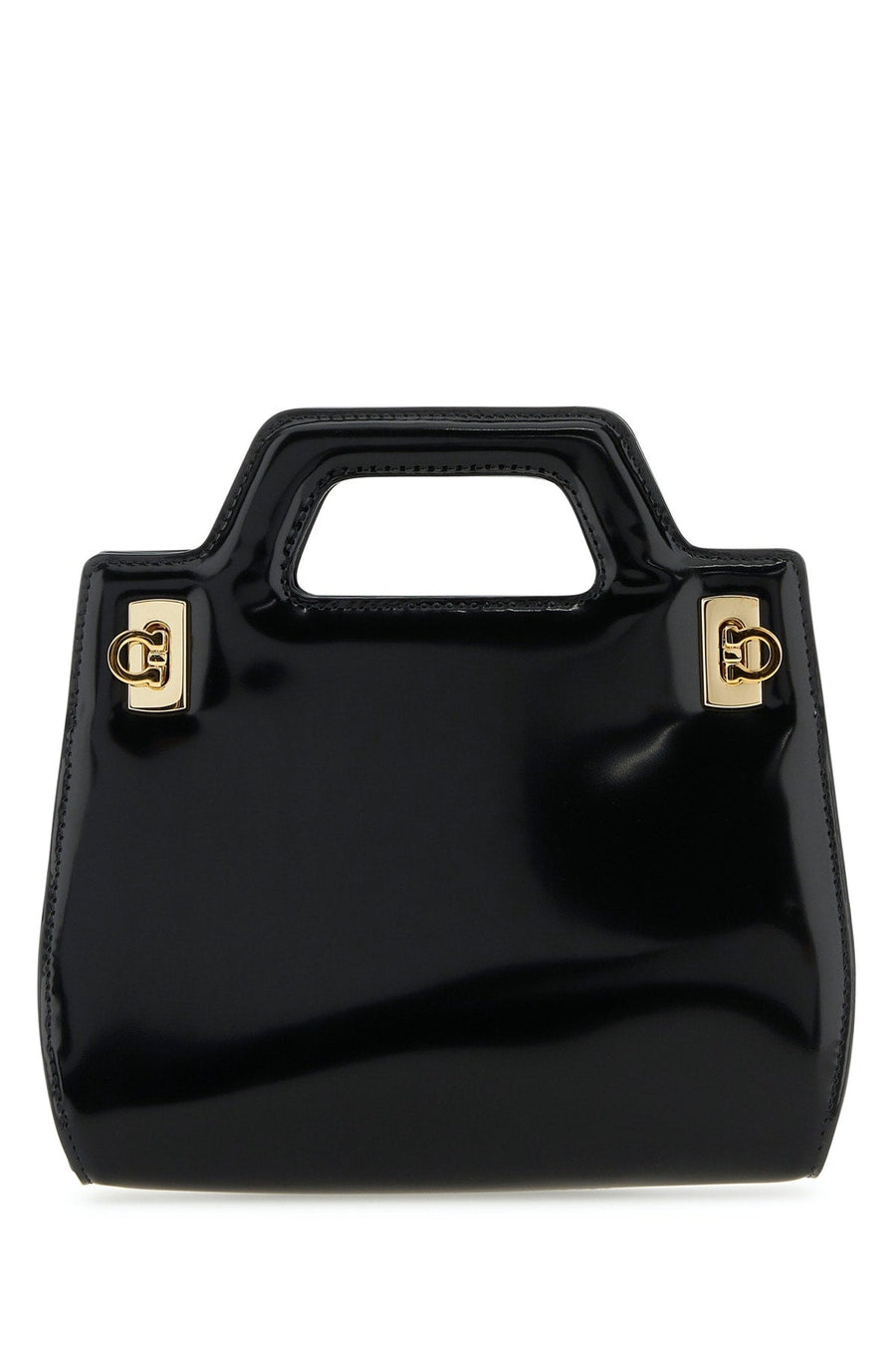 Ferragamo Nero Top Handle Bag — Black . Calf Lamb Lining