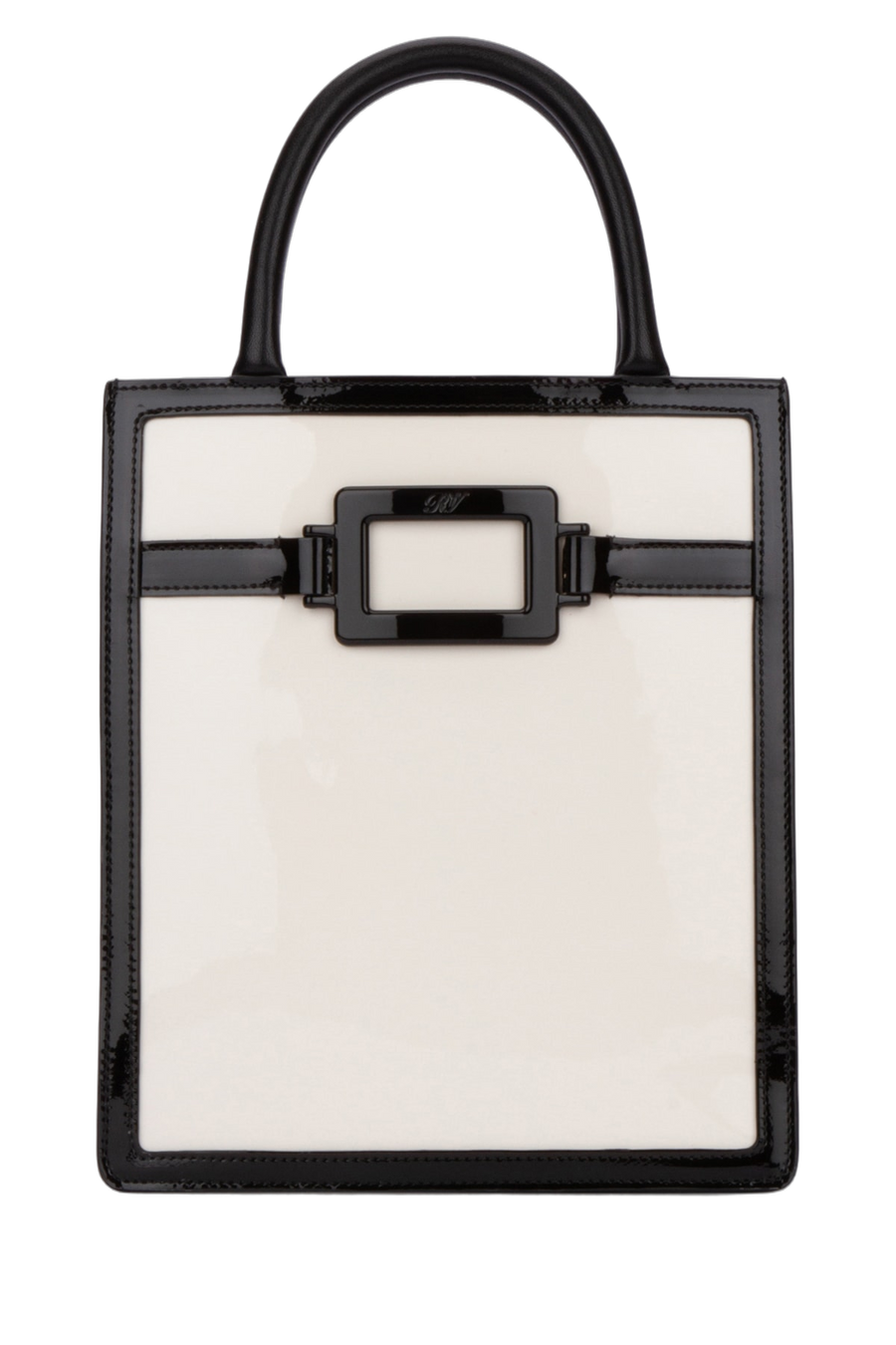 Roger Vivier Vernis And Nappa Leather Top Handle Bag — Black Luxor+nappa Agnello
