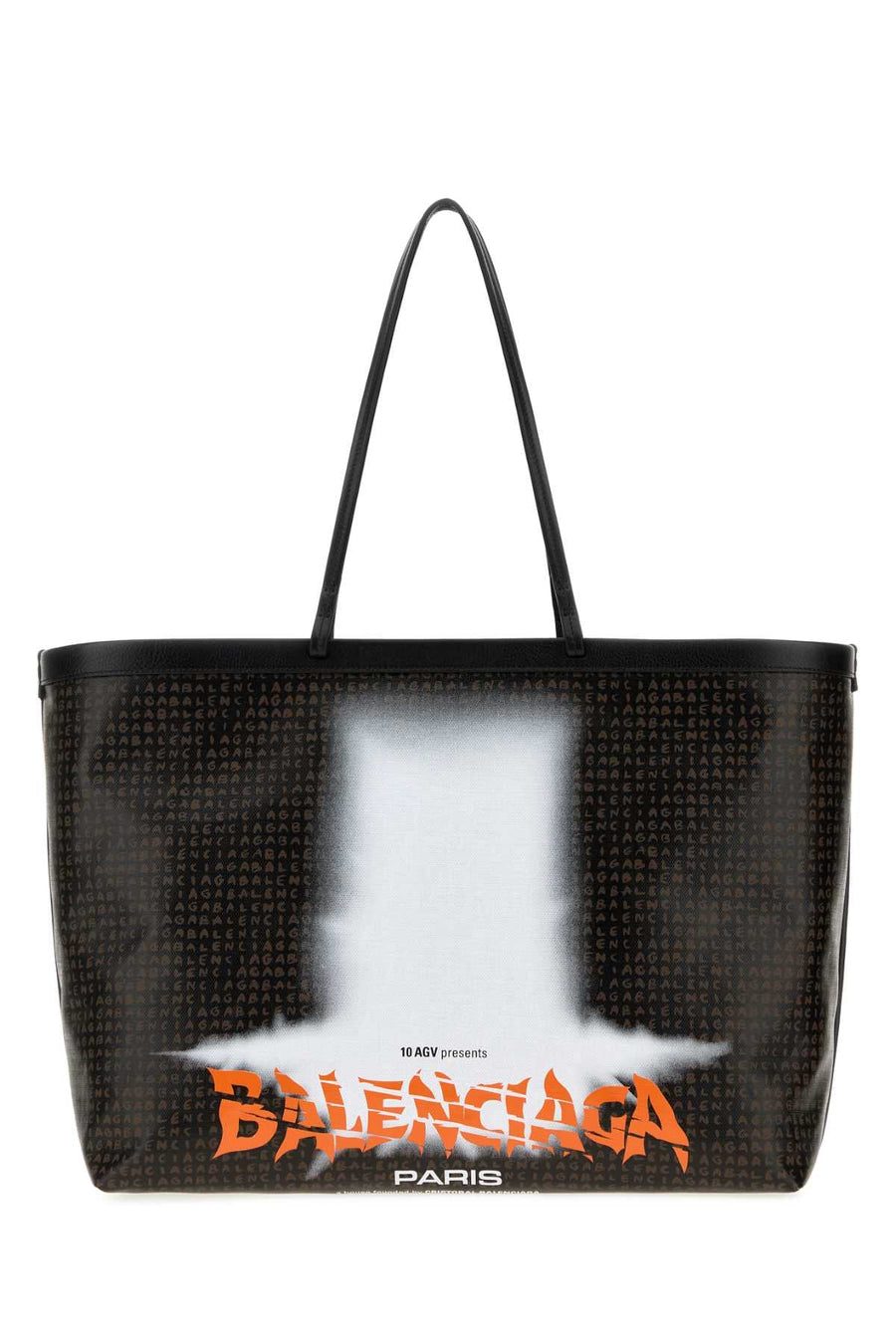 Balenciaga Graphic-Print Tote Bag — Black