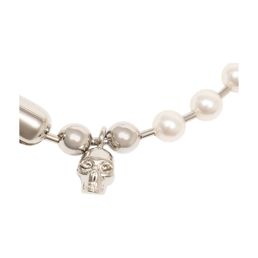 Alexander Mcqueen Skull Pearl Bracelet — Silver Metal Bracelets