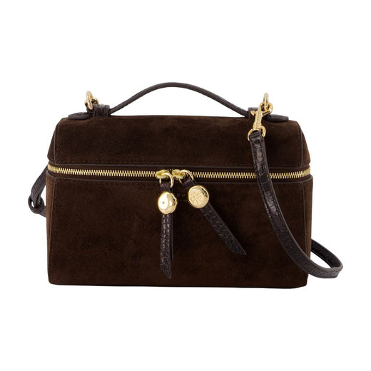 Tory Burch Romy Slim Top Handle Bag — Brown Calfskin