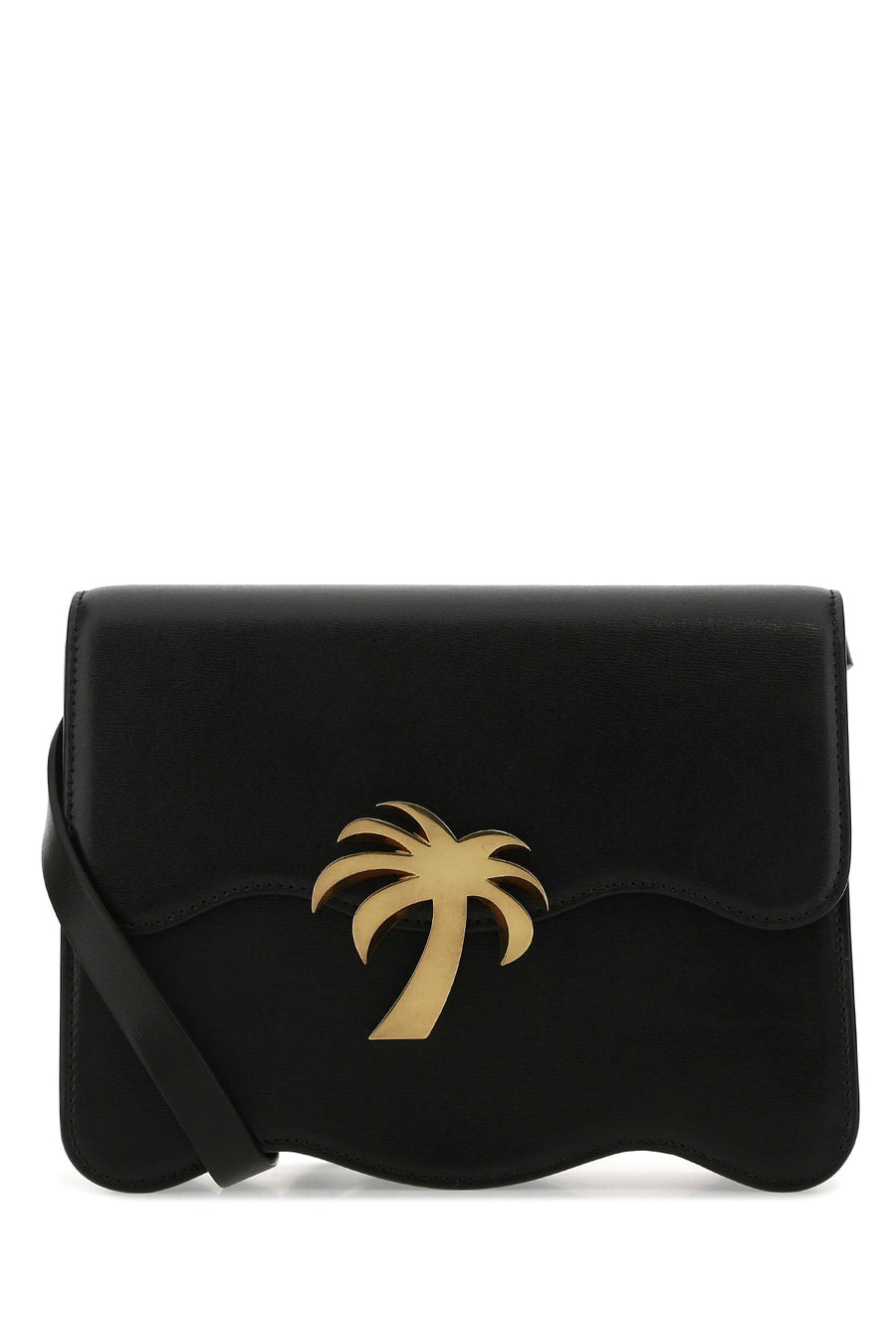 Palm Angels Palm-Emblem Leather Shoulder Bag — Black