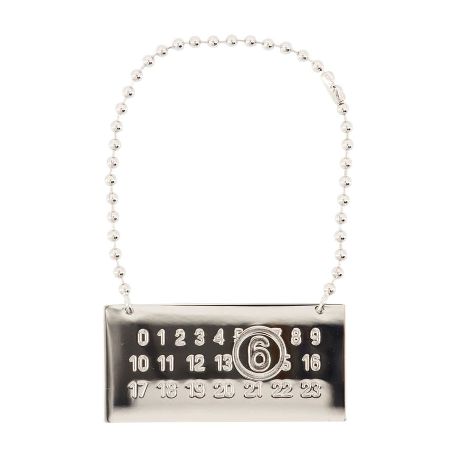 Mm6 Maison Margiela Logo Plaque Charm Necklace — Silver Metal Necklaces