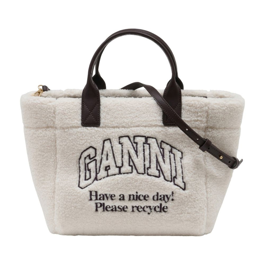 Ganni Quilted Synthetic Tote Bag — White