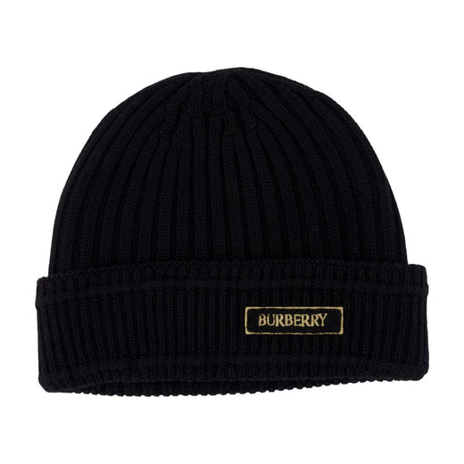 Burberry 8103340-A1189 Ribbed Wool Cashmere Beanie — Black Beanies