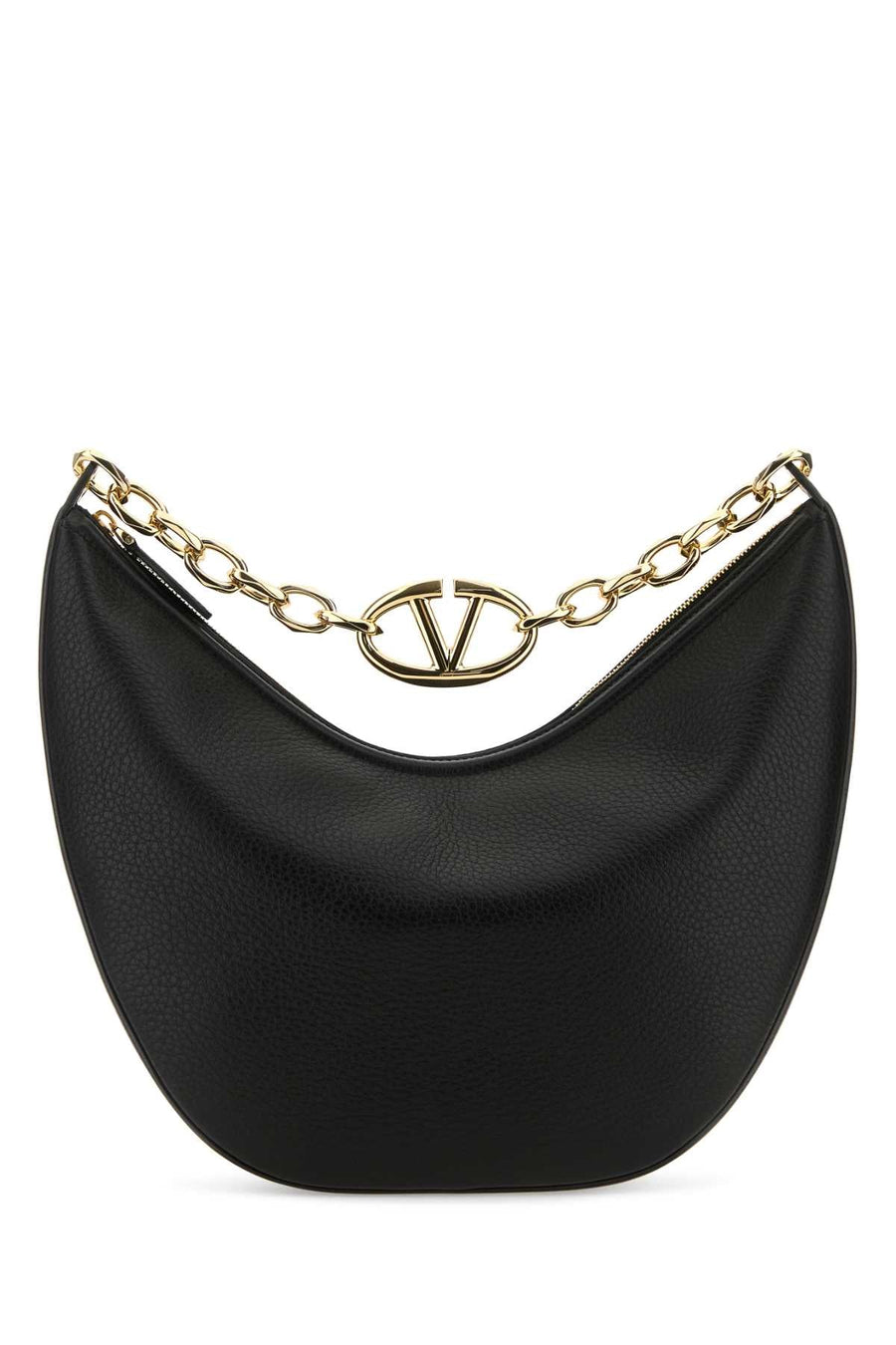 Valentino Garavani Logo-Chain Shoulder Bag — Black