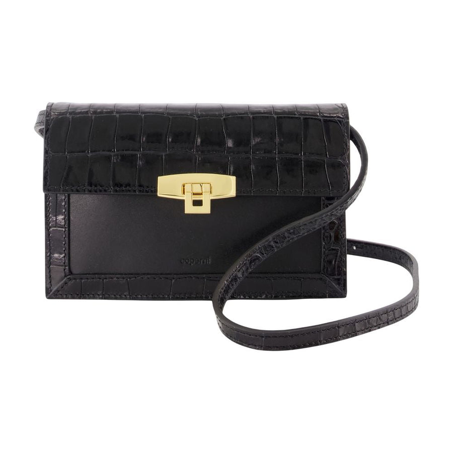 Coperni Crocodile-Embossed Cowhide Crossbody Bag — Black