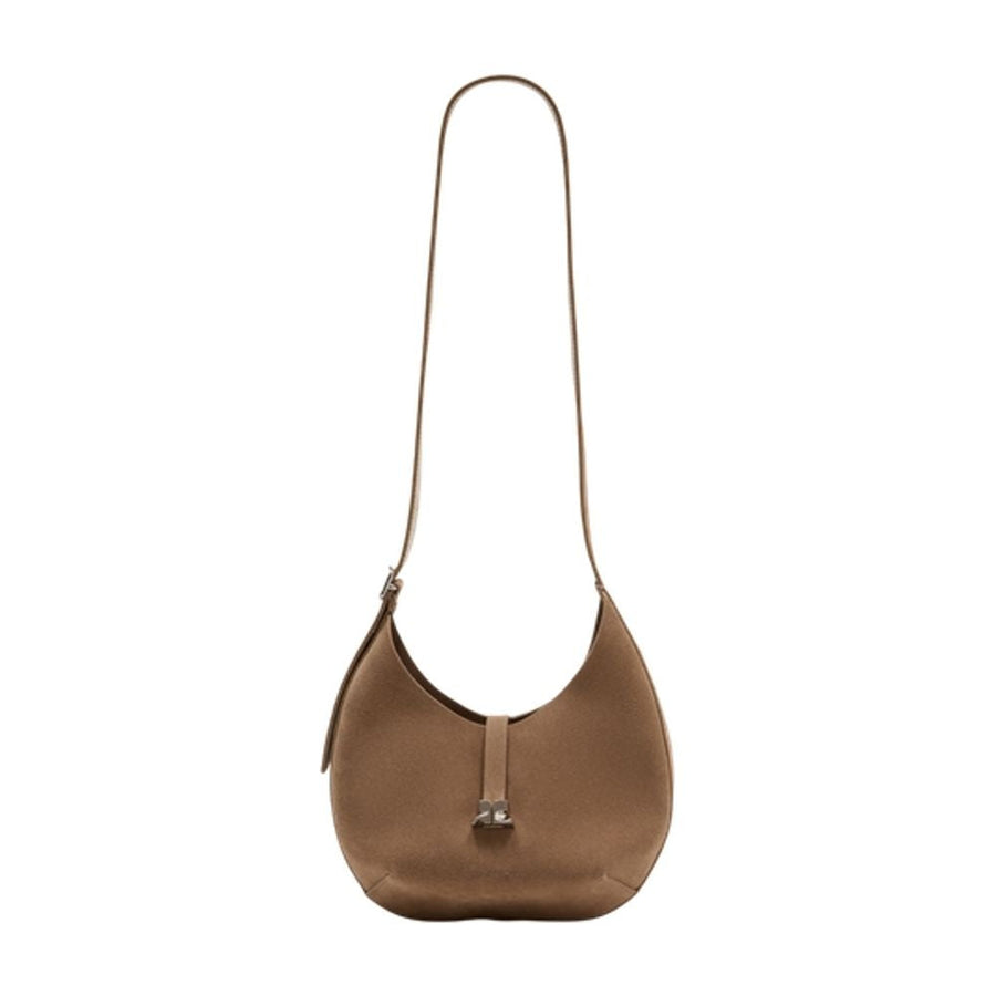 Courrèges Calfskin Shoulder Bag — Beige