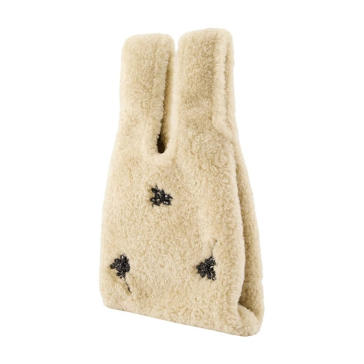 Simone Rocha Embroidered Faux Fur Mini Bag — Beige Faux_fur