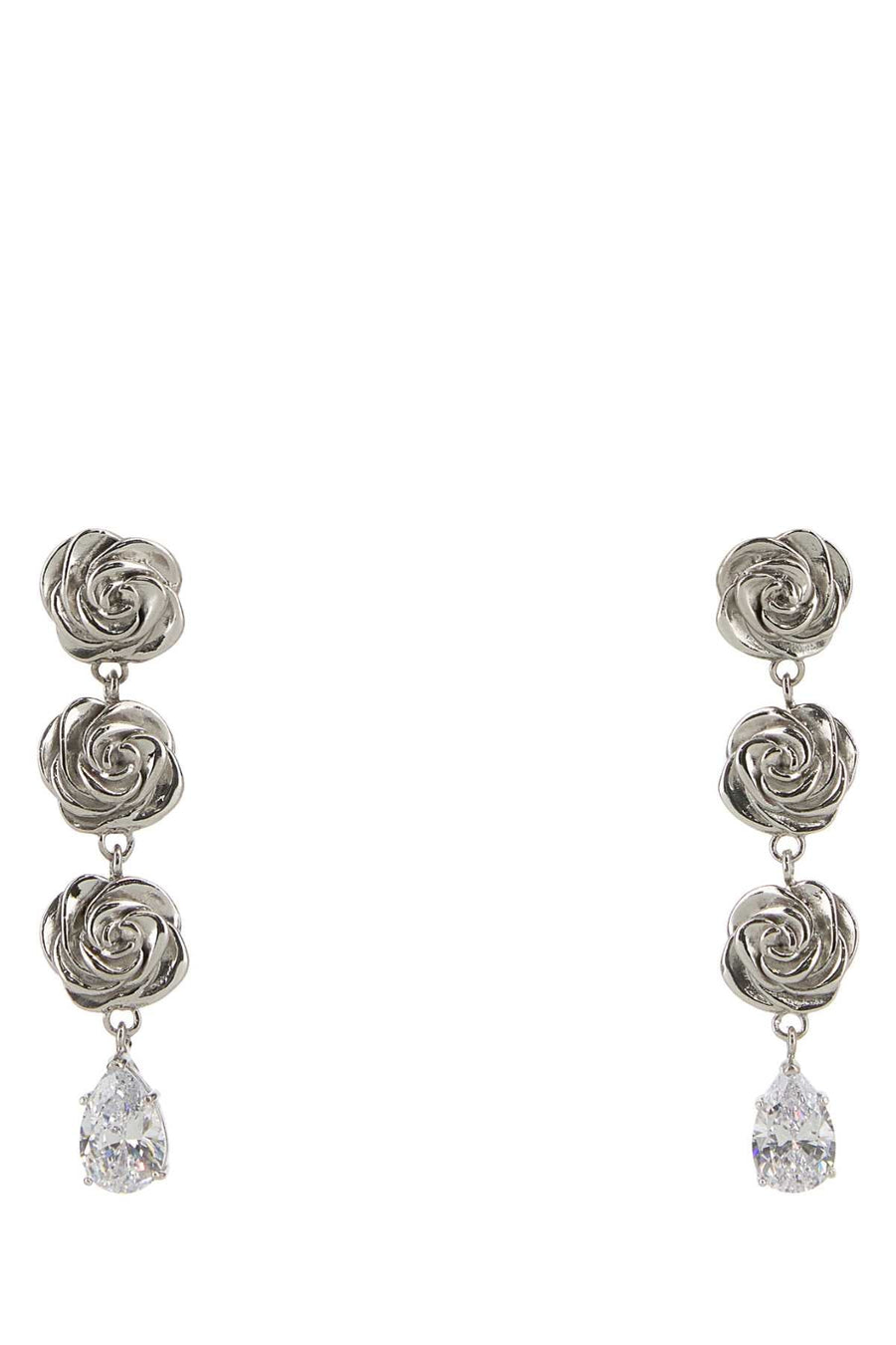 Magda Butrym Silver Rose Drop Earrings —