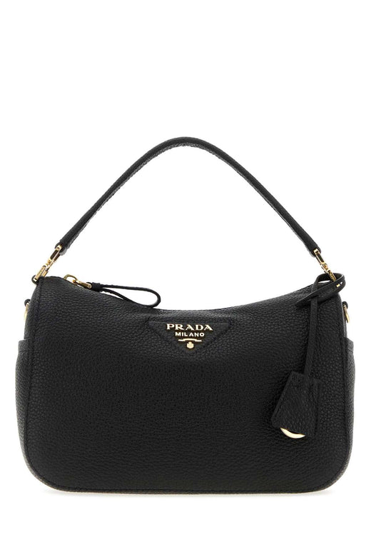 Prada Textured Leather Shoulder Bag — Black