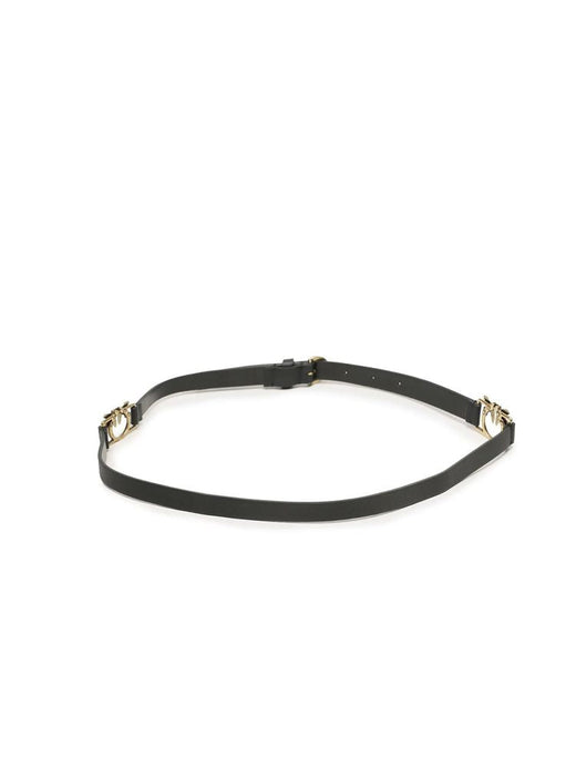 Pinko Love Birds Buckle Belt — Black Cowhide