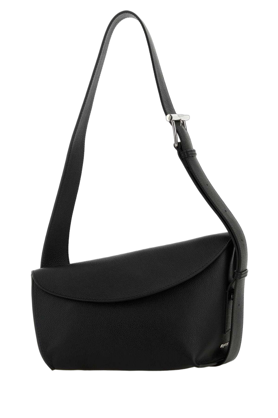 Alexander Mcqueen Curved Calf Leather Shoulder Bag — Black