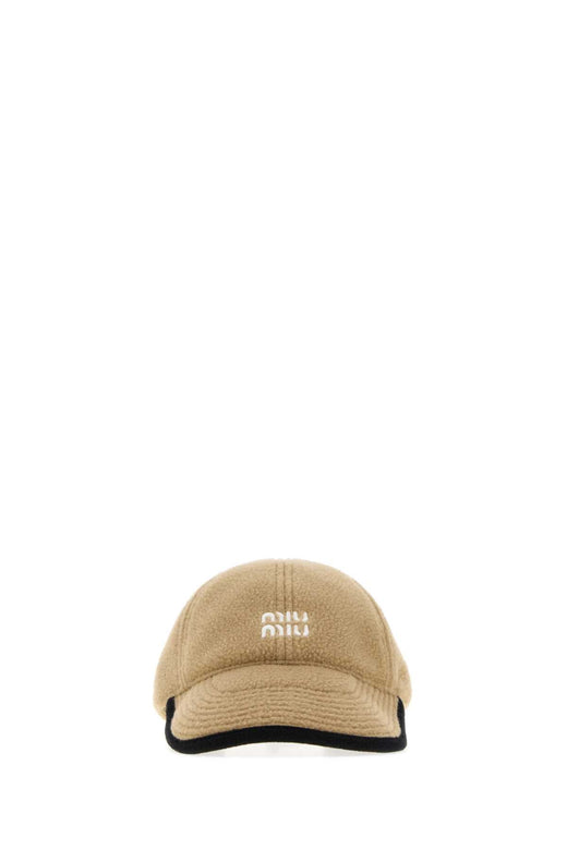 Miu Miu Hat Flannel Baseball Cap — Beige Caps