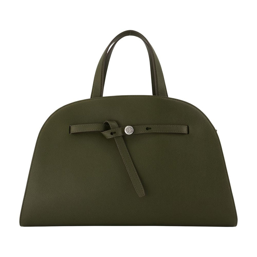 Tory Burch Romy Bauletto Top Handle Bag — Green Calfskin