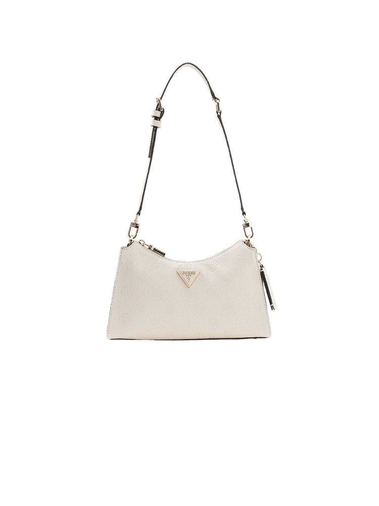 Guess Logo Polyurethane Shoulder Bag — White