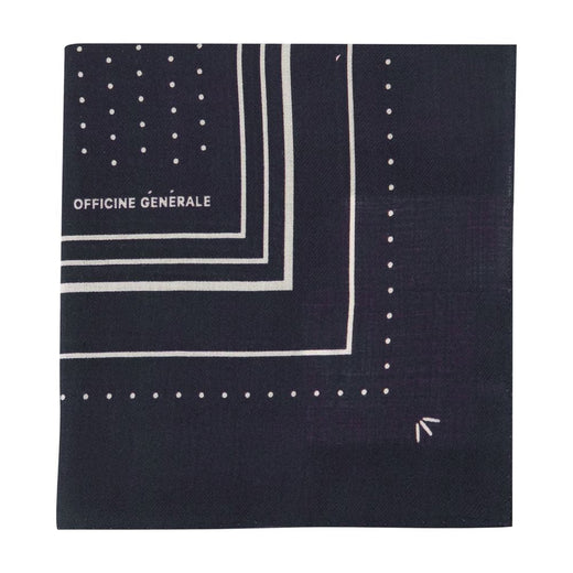 Officine Generale Wool Jacquard Scarf — Navy Scarfs
