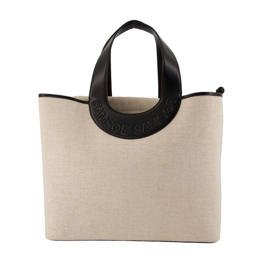 Samsøe Cotton Canvas Shopper Tote Bag — Beige