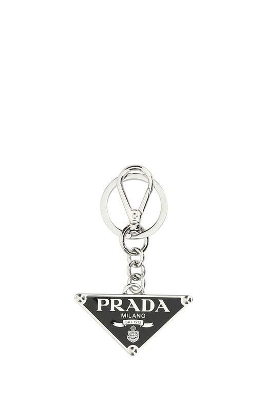 Prada Logo Metal Charm Key Case — Black Acciaio-ottone Keychains