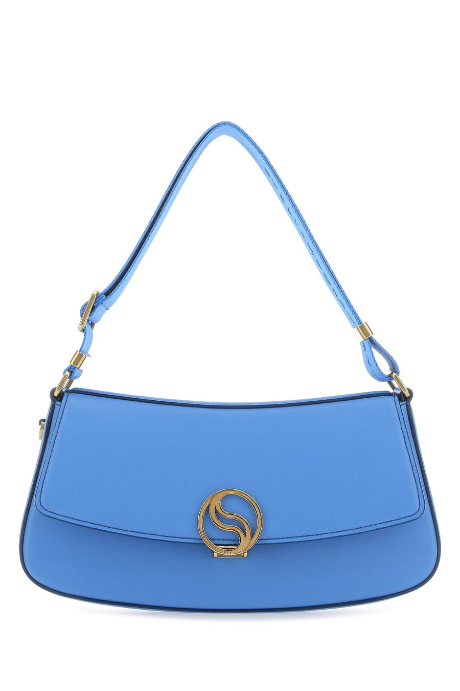 Stella Mccartney Logo-Embellished Shoulder Bag — Blue Leather