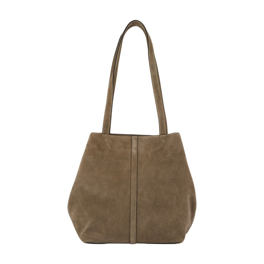 Vanessa Bruno Suede Tote Shoulder Bag — Beige Cowhide