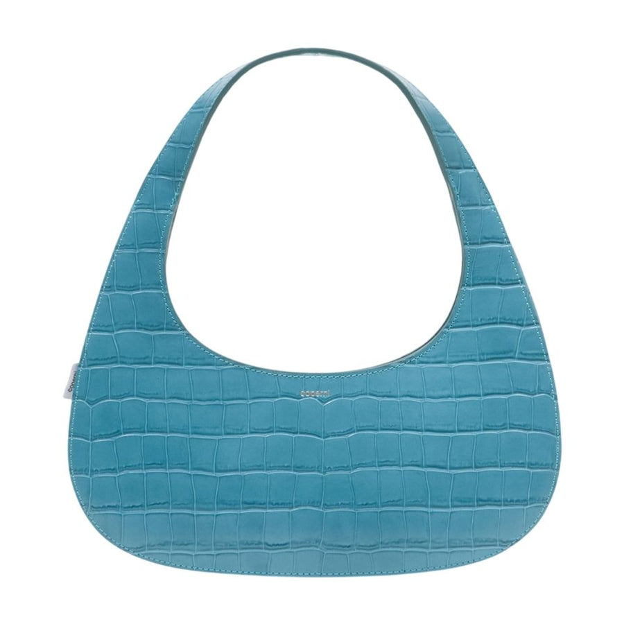Coperni Croc-Embossed Calfskin Shoulder Bag — Blue