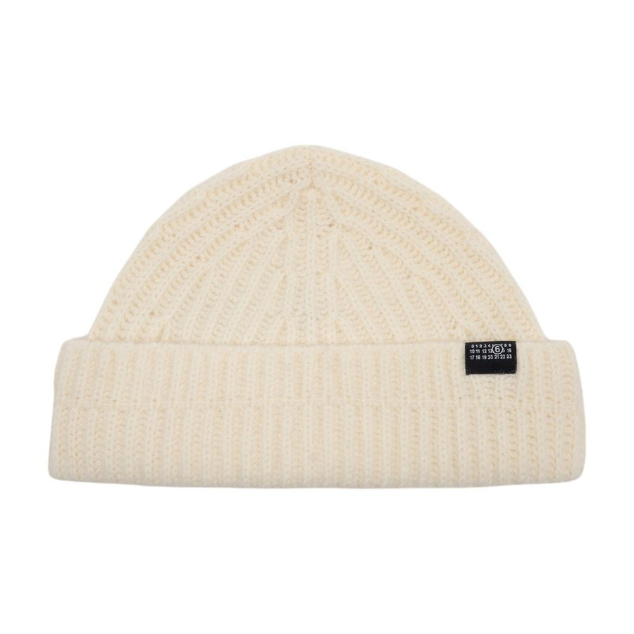 Mm6 Maison Margiela S52tb0016-M13285-102 Ribbed Wool Beanie — White Beanies