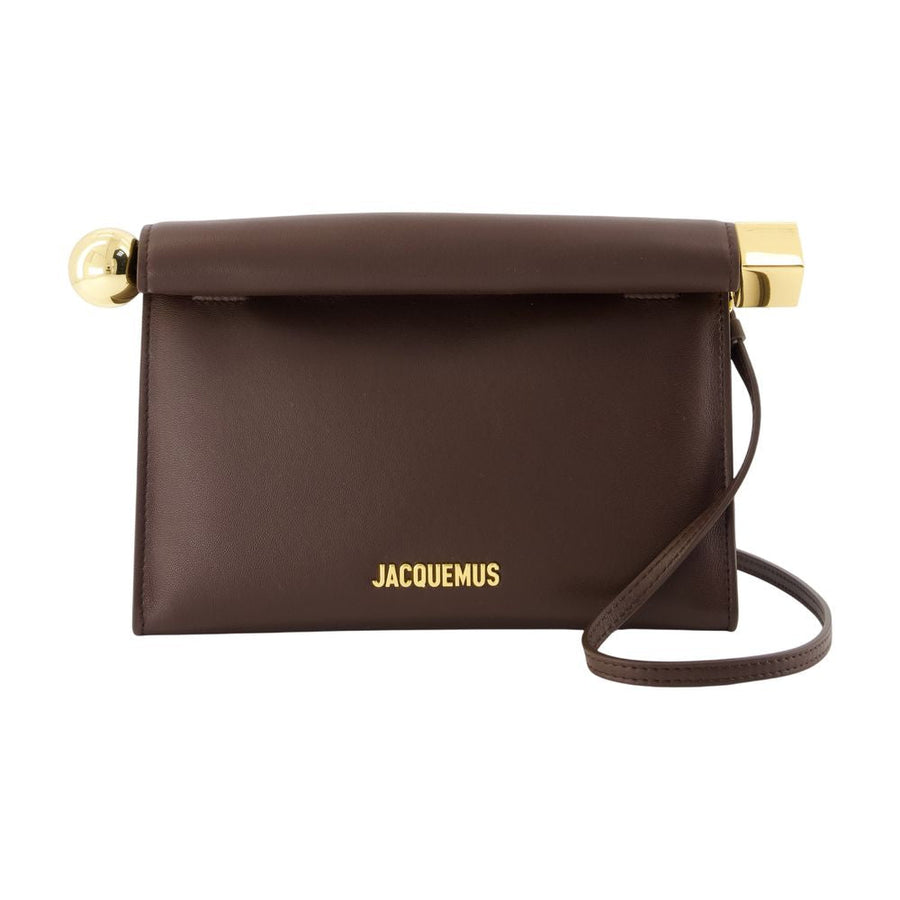 Jacquemus Le Sac Rond Carré Shoulder Bag — Brown Lambskin