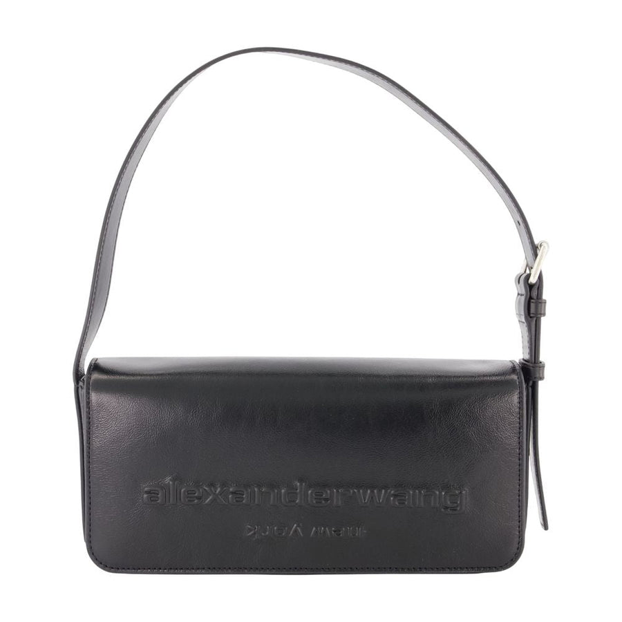 Alexander Wang Punch Flap Shoulder Bag — Black Cowhide
