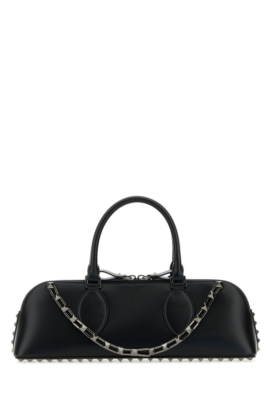 Valentino Garavani Studded Calf Leather Top Handle Bag — Black - Bos Taurus