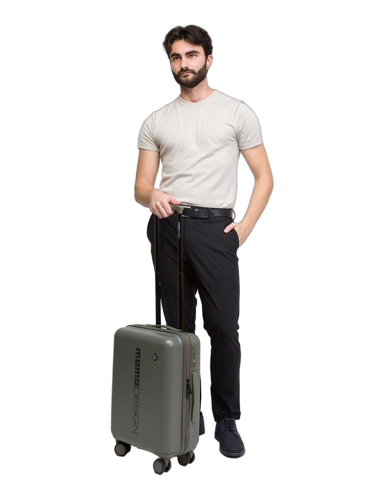 Momo Design Travel Trolley Bag — Green Metallic Fiber Hand