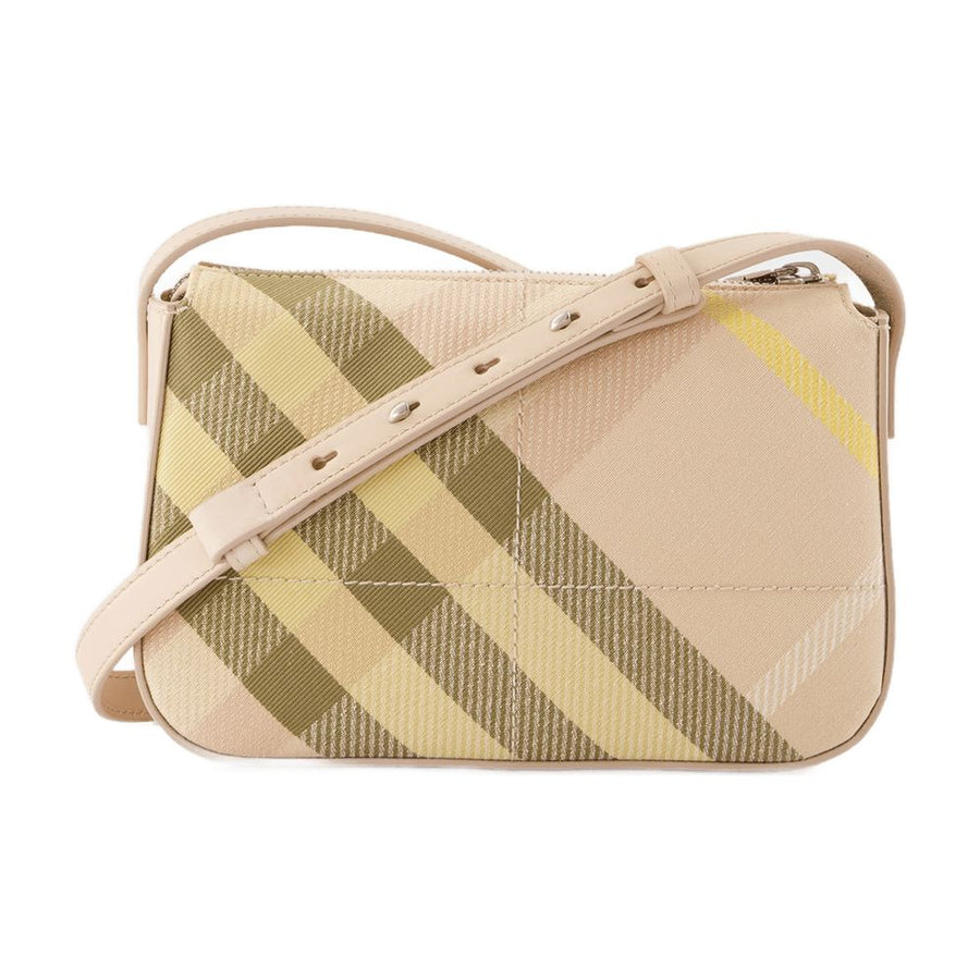 Burberry Check Pattern Crossbody Bag — Beige Synthetic