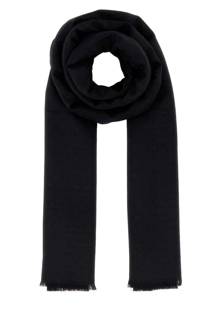 Prada Jacquard Wool-Silk Scarf — Black Exterior: Wool Silk Scarfs