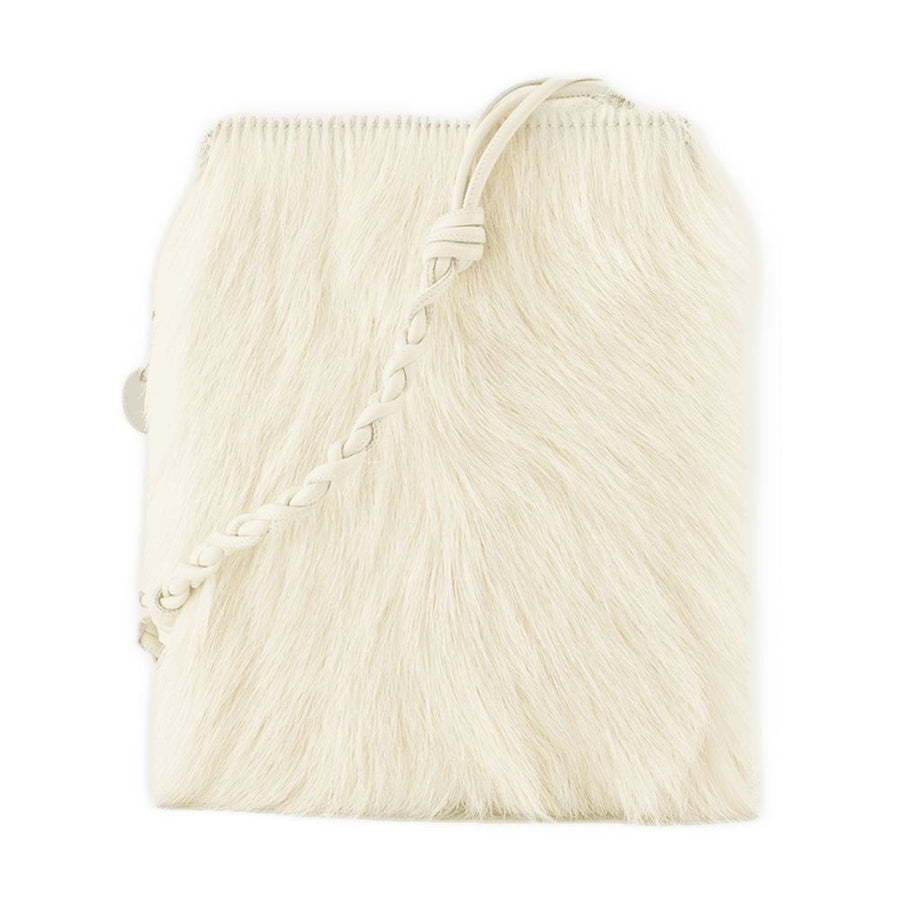 Jil Sander Textured Goatskin Crossbody Bag — White