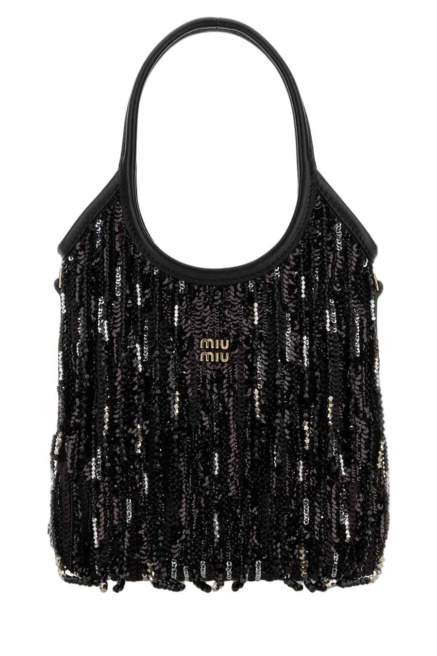 Miu Miu Sequin-Embellished Shoulder Bag — Black