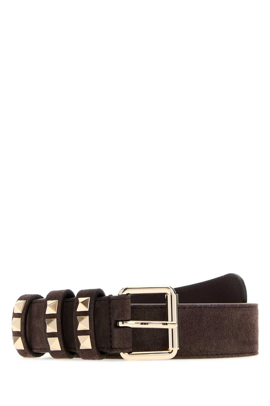 Valentino Garavani Studded Suede Belt — Brown