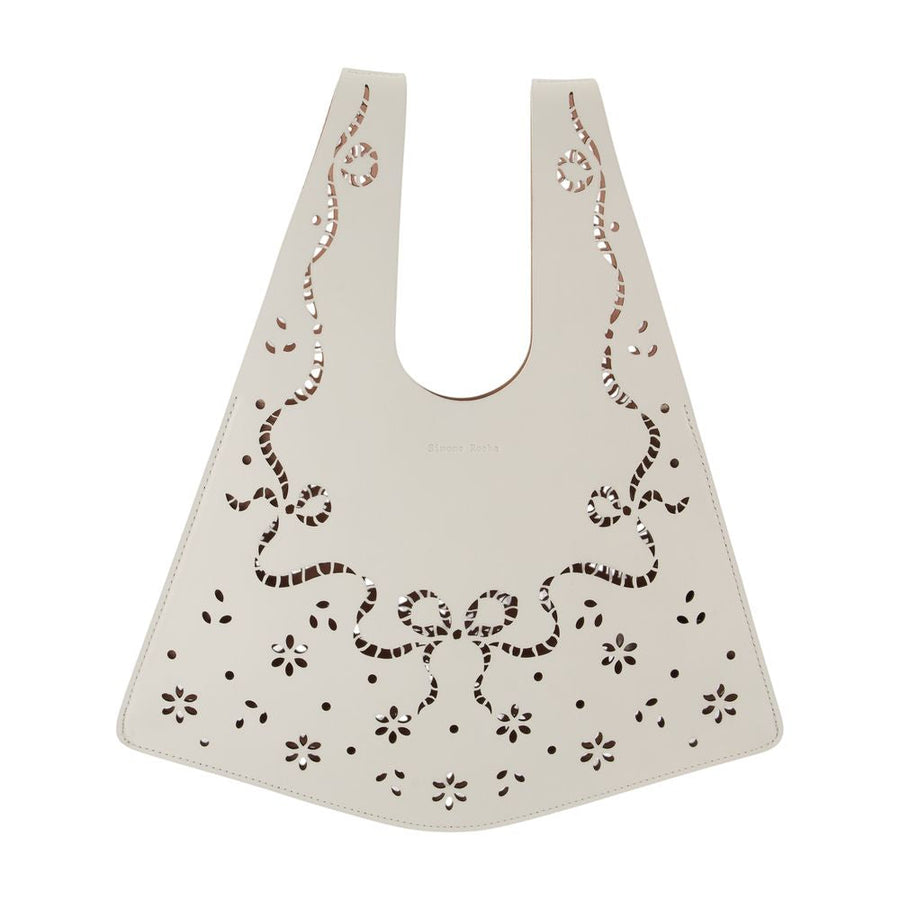 Simone Rocha Lasercut Leather Tote Bag — Ivory Calfskin