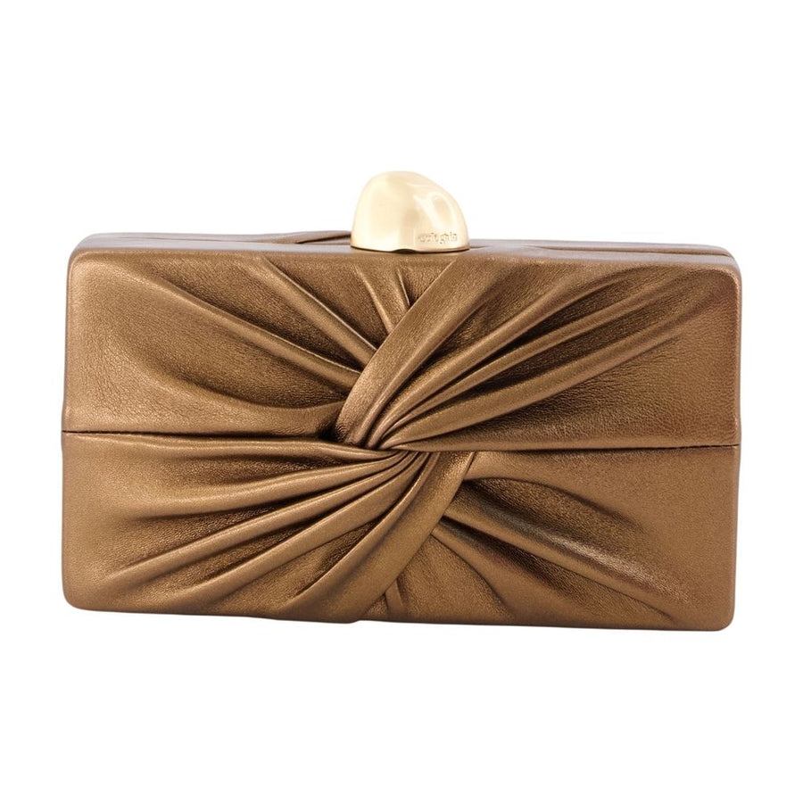 Cult Gaia Lisse Clutch — Brown Calfskin