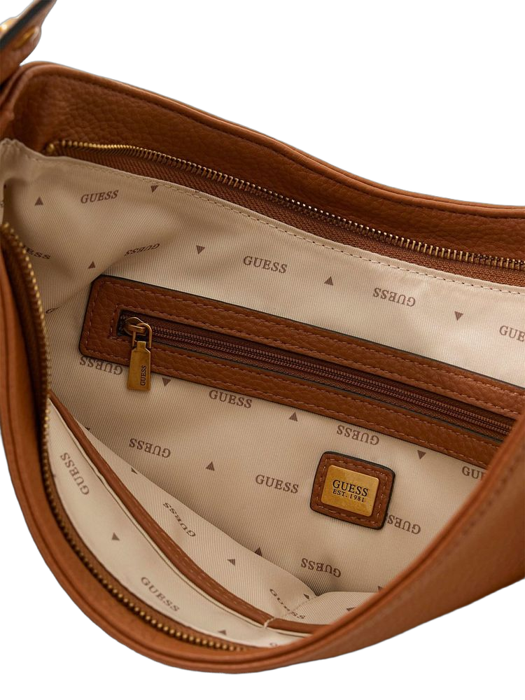 Guess Polyurethane Shoulder Bag — Brown