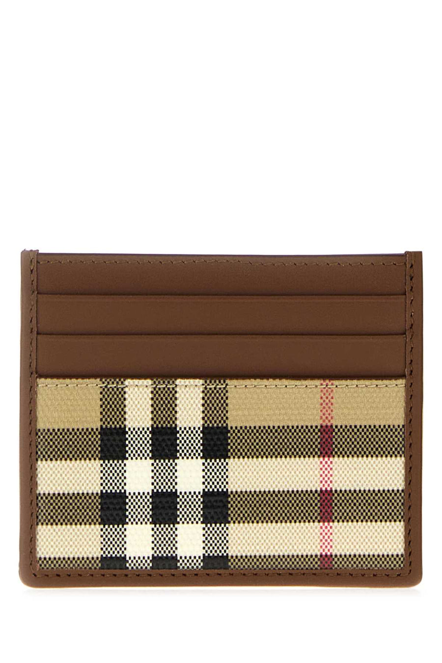 Burberry Tall Card Case — Beige Exterior: Fabric Calf Wallet