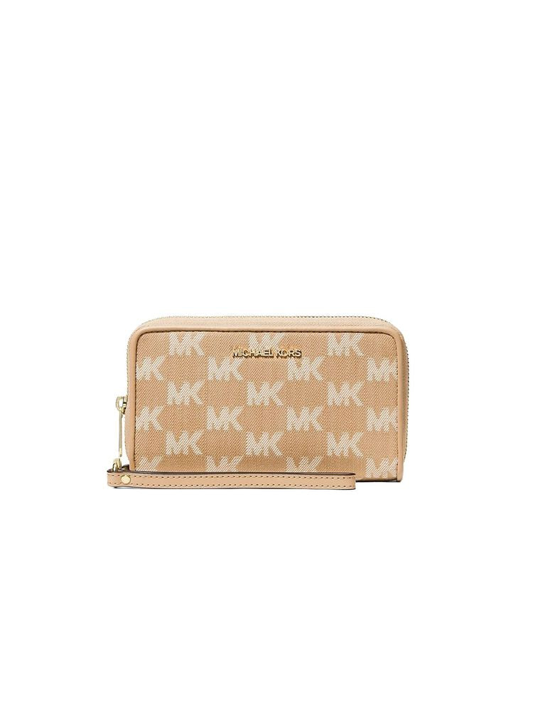 Michael Kors Logo-Monogram Jacquard Wallet — Camel Cotton