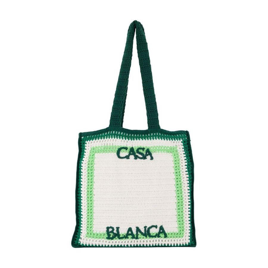 Casablanca Crocheted Cotton Tote Bag — Green