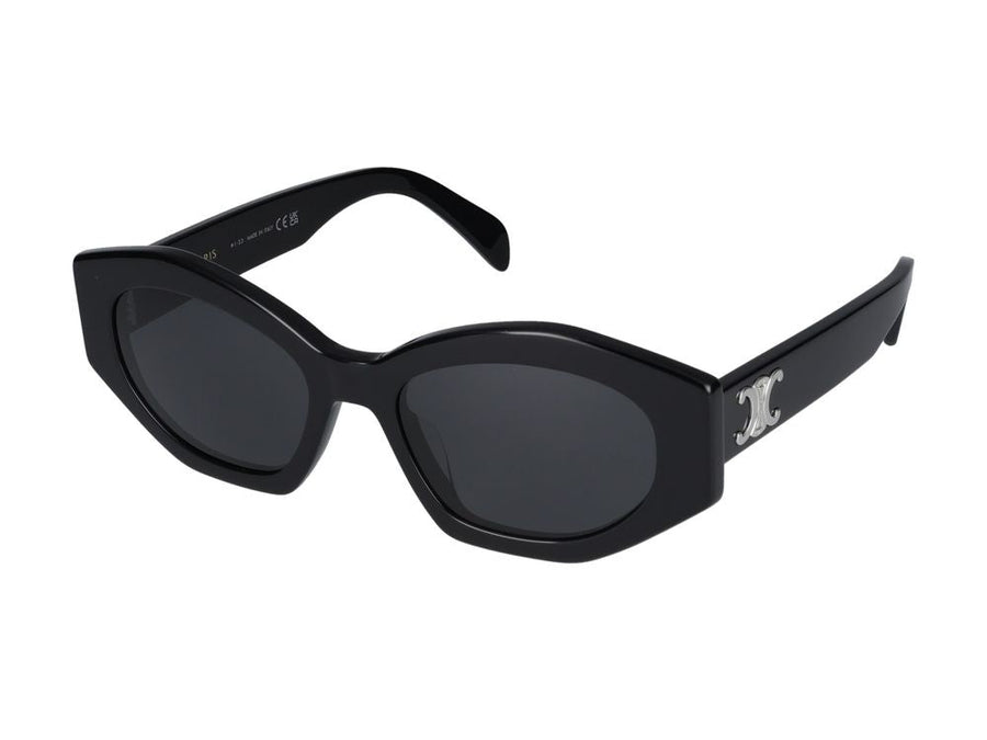 Celine Cl40238u Logo-Embellished Oval Sunglasses — Black Standard