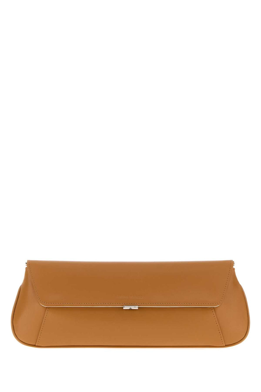 Amina Muaddi Lattesilver Clutch — Bronze