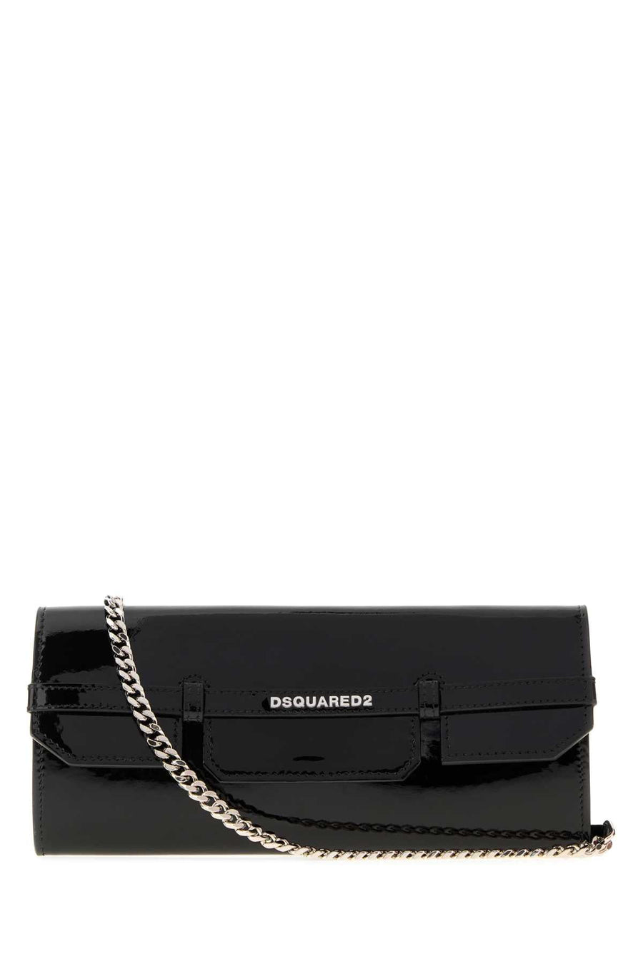 Dsquared2 Leather Chain-Strap Clutch — Black