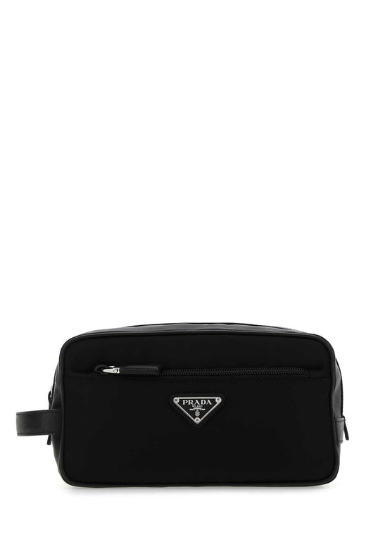 Prada Re-Nylon And Leather Travel Case — Black Poliammidericiclata-vitello Wallets