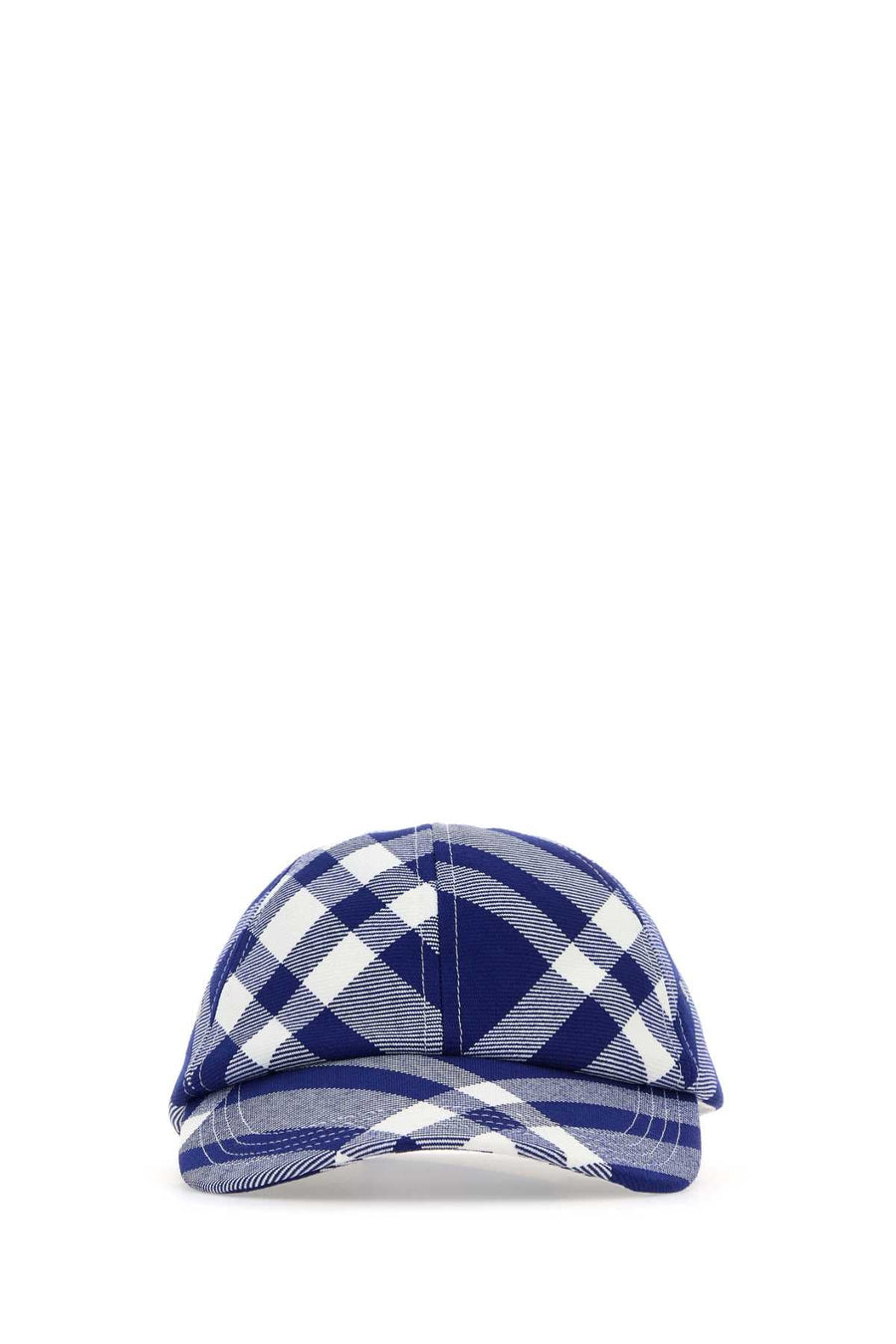 Burberry 8079477 Checked Wool Blend Baseball Cap — Navy Exterior: Polyester Caps