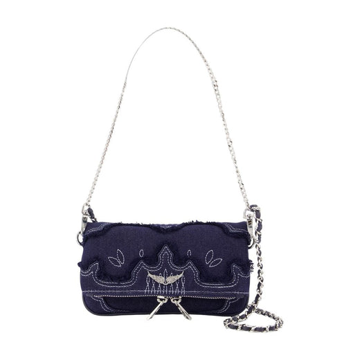 Zadig & Voltaire Embroidered Wing Star Crossbody Bag — Navy Cotton